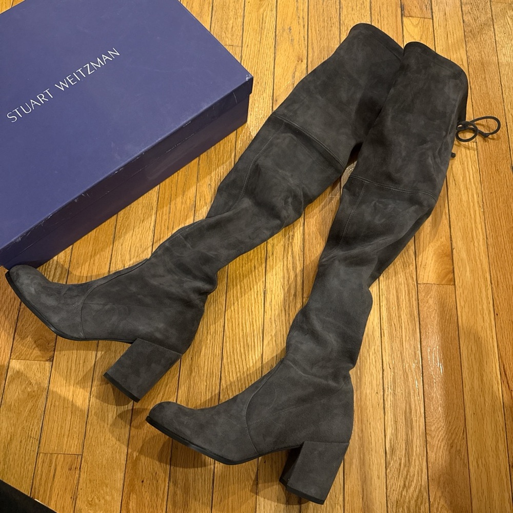 Stuart Weitzman Charcoal Over-the-Knee Boots